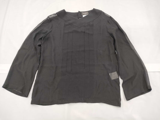 CHANEL Sheer Blouse Black 98A #36 Tops