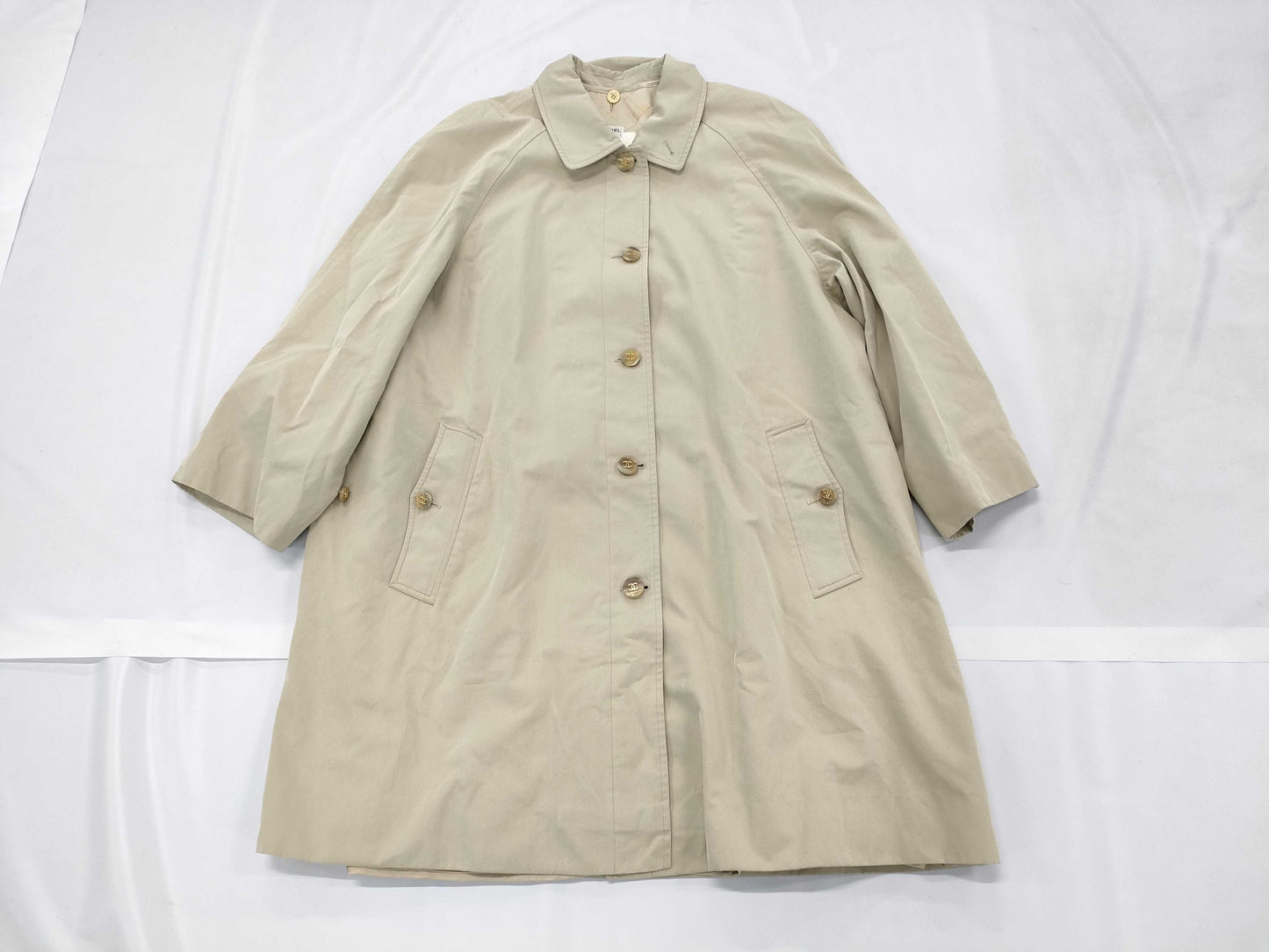 CHANEL Coco Button Lined Long Coat, Size 40