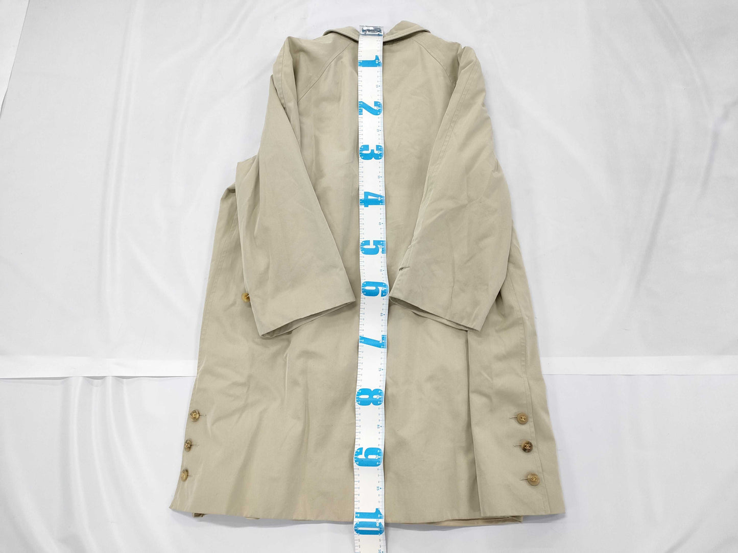 CHANEL Coco Button Lined Long Coat, Size 40
