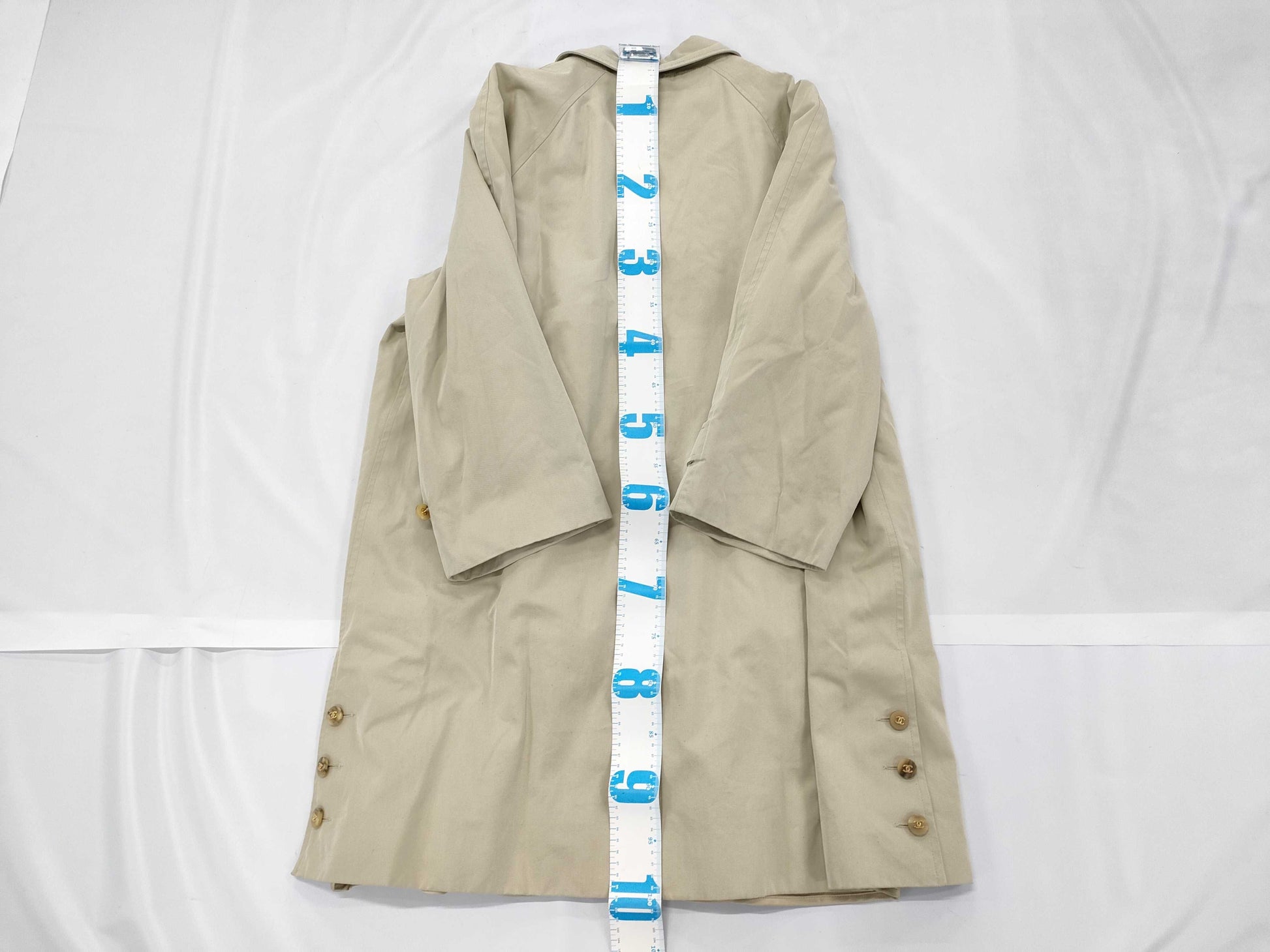 CHANEL Coco Button Lined Long Coat, Size 40