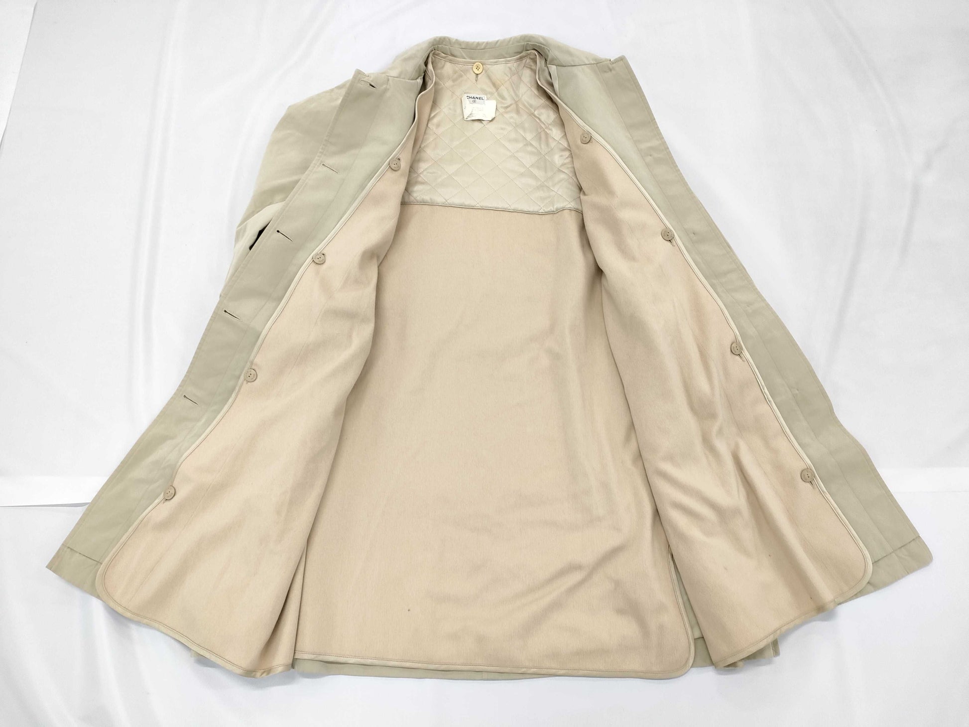 CHANEL Coco Button Lined Long Coat, Size 40
