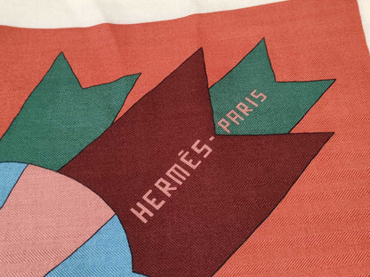 HERMES Carre Jean Carre 140 Cashmere Silk Horse Print Scarf