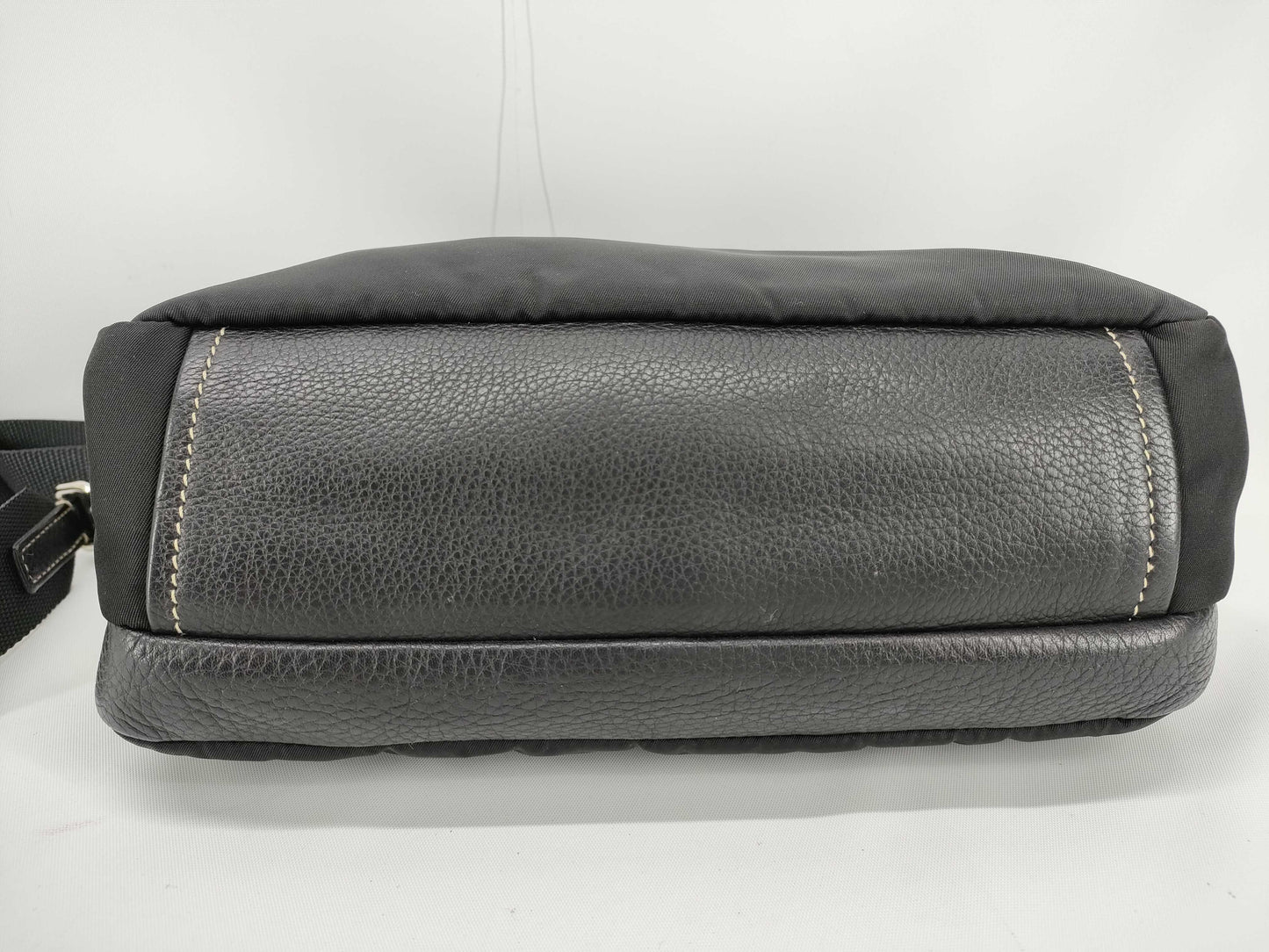 PRADA Nylon Prada Tessuto x Leather Shoulder Bag Black Shoulder Bag