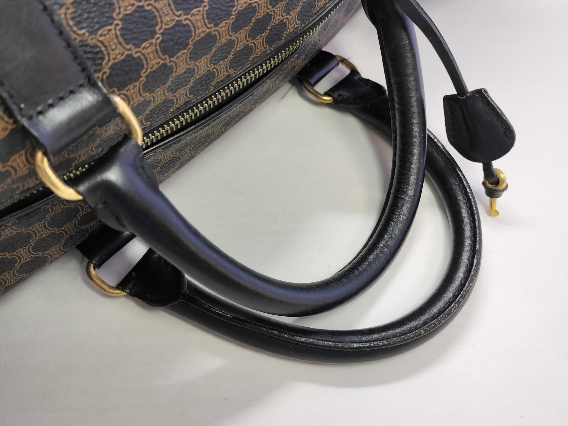 CELINE Macadam Boston Bag with Cadena Clochet Key and Name Tag