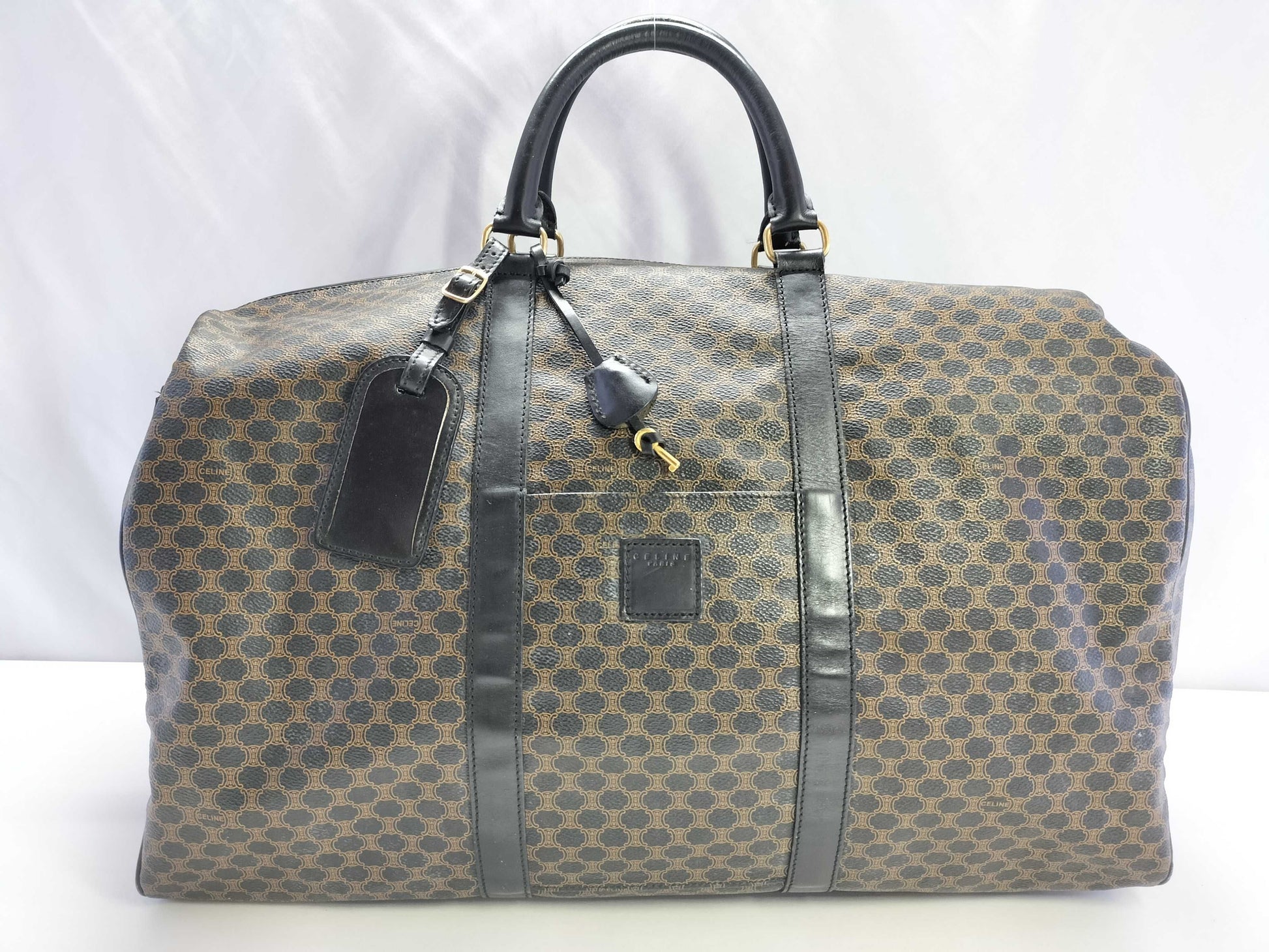 CELINE Macadam Boston Bag with Cadena Clochet Key and Name Tag