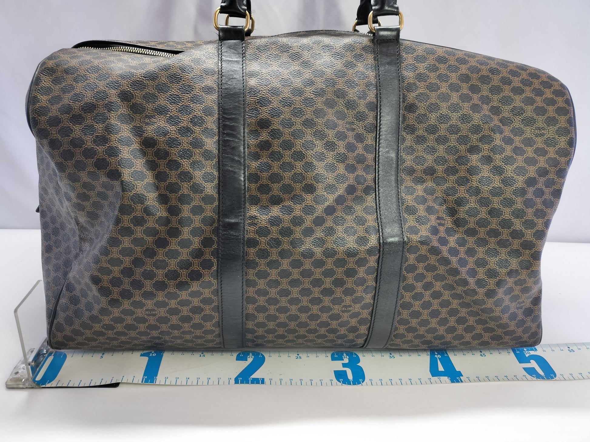 CELINE Macadam Boston Bag with Cadena Clochet Key and Name Tag