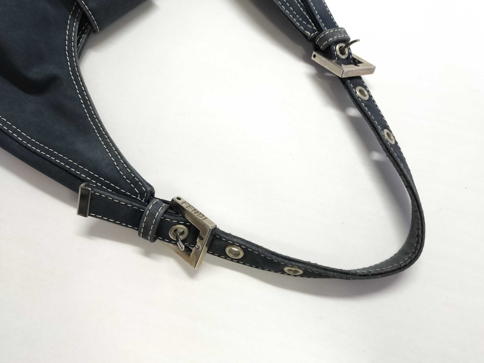 FENDI Mamma Bucket Shoulder Bag in Navy Denim