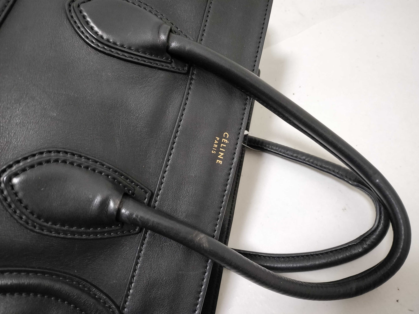 CELINE Luggage Mini Shopper Black Leather Tote Bag