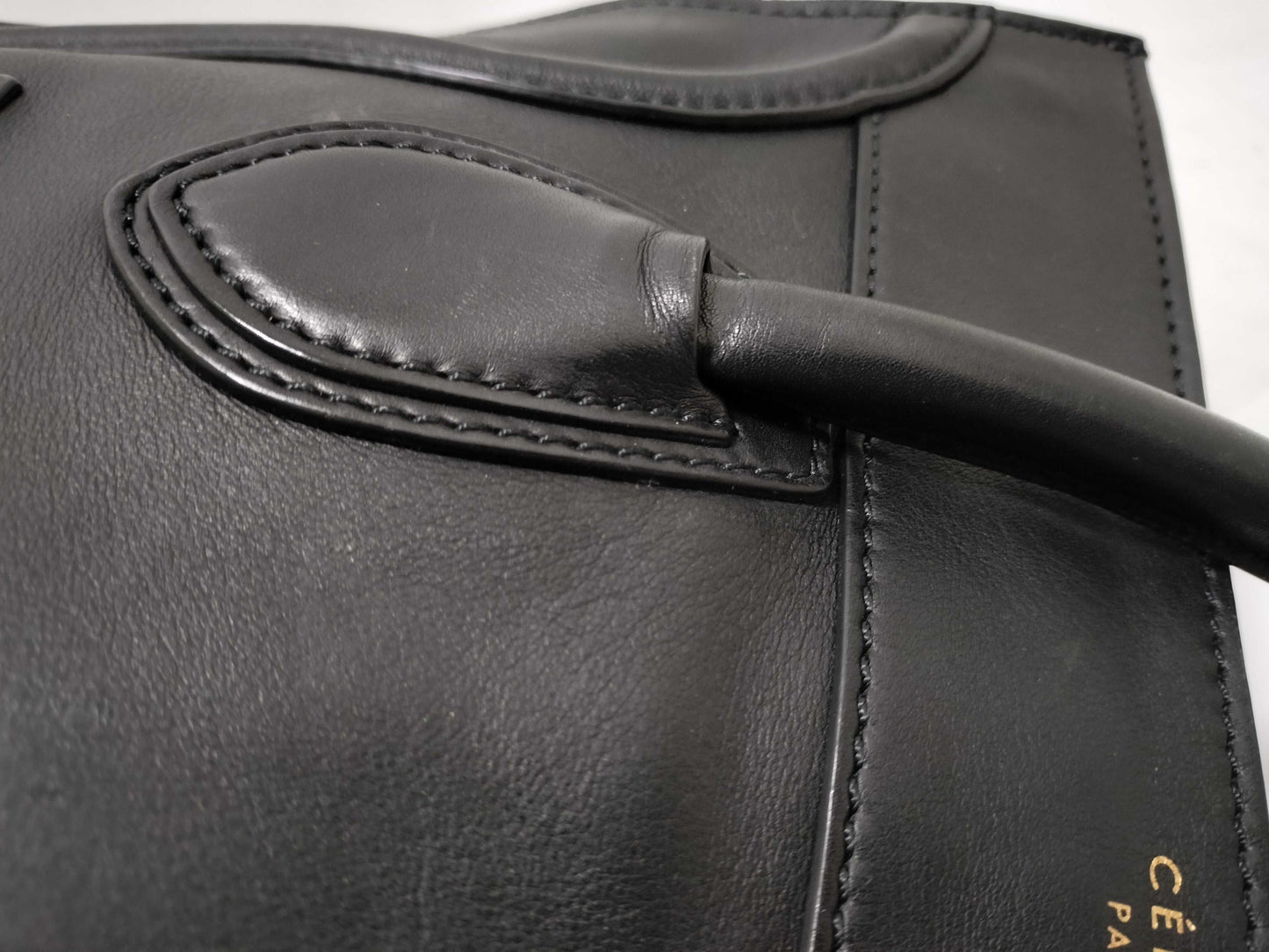 CELINE Luggage Mini Shopper Black Leather Tote Bag