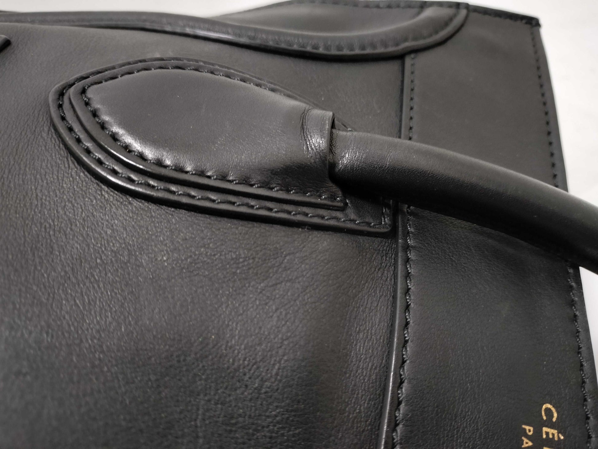 CELINE Luggage Mini Shopper Black Leather Tote Bag