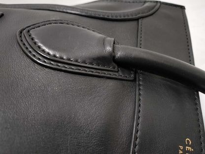 CELINE Luggage Mini Shopper Black Leather Tote Bag