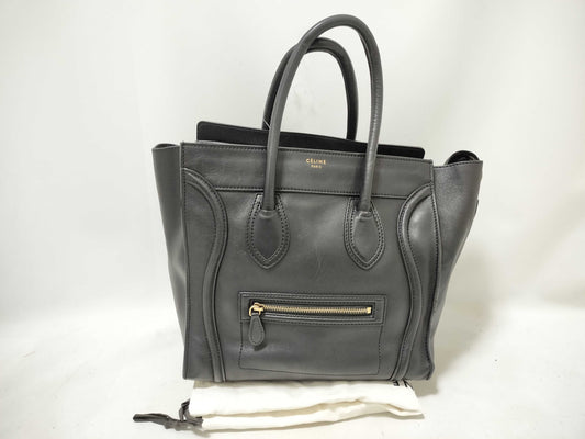 CELINE Luggage Mini Shopper Black Leather Tote Bag
