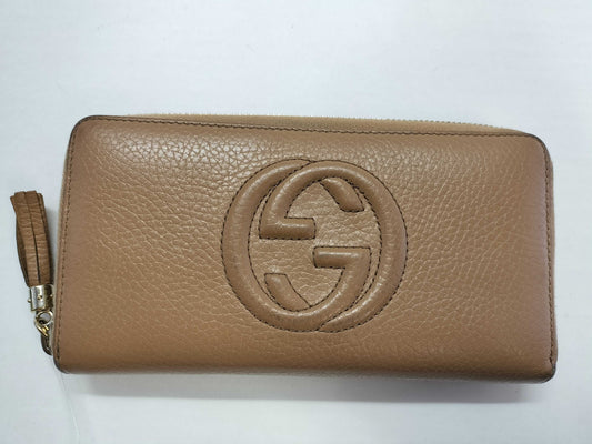 GUCCI Soho Round Zip Long Wallet 598187 Brown Leather Wallet