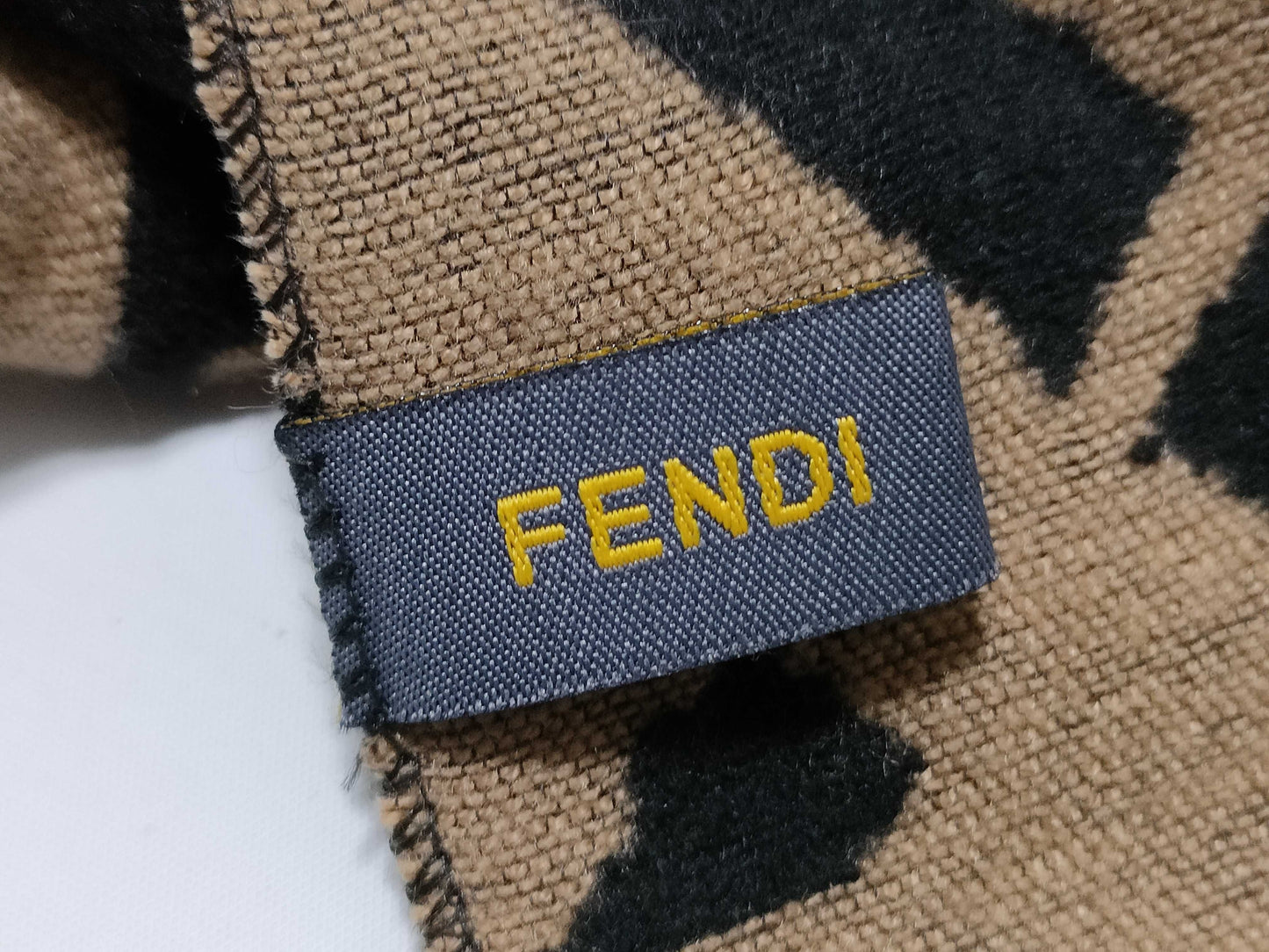 FENDI Zucca Pattern Scarf, 65% Cashmere, 35% Silk