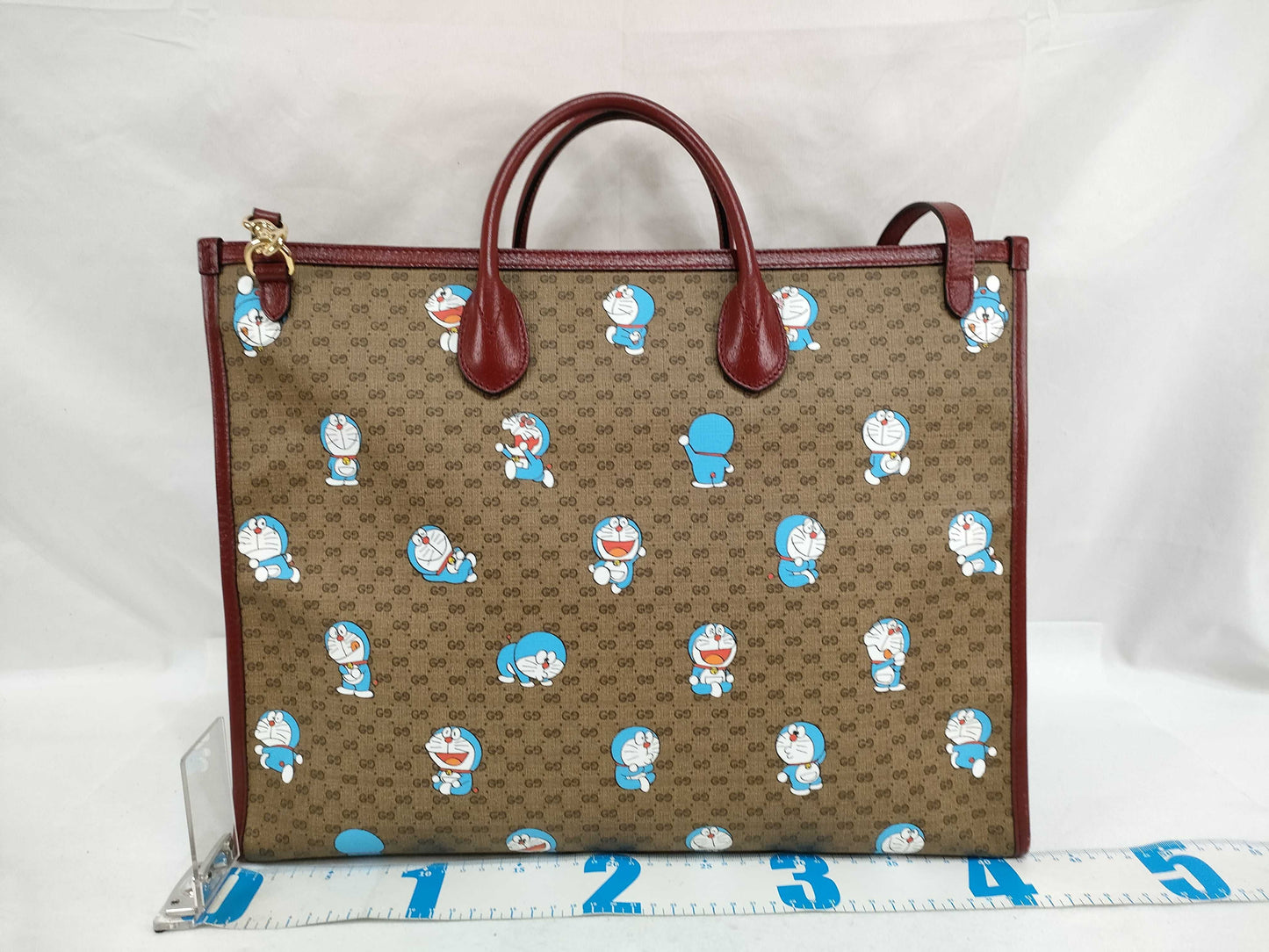 GUCCI GG Supreme Gucci 653952 Doraemon Mini GG Supreme Tote Bag