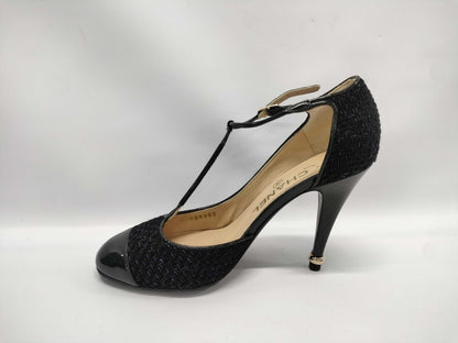 CHANEL Tweed Pumps with Coco Mark, Heel 36.5cm