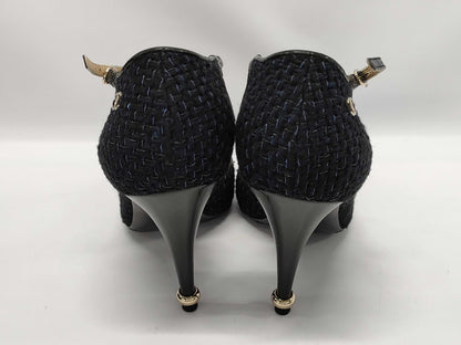 CHANEL Tweed Pumps with Coco Mark, Heel 36.5cm