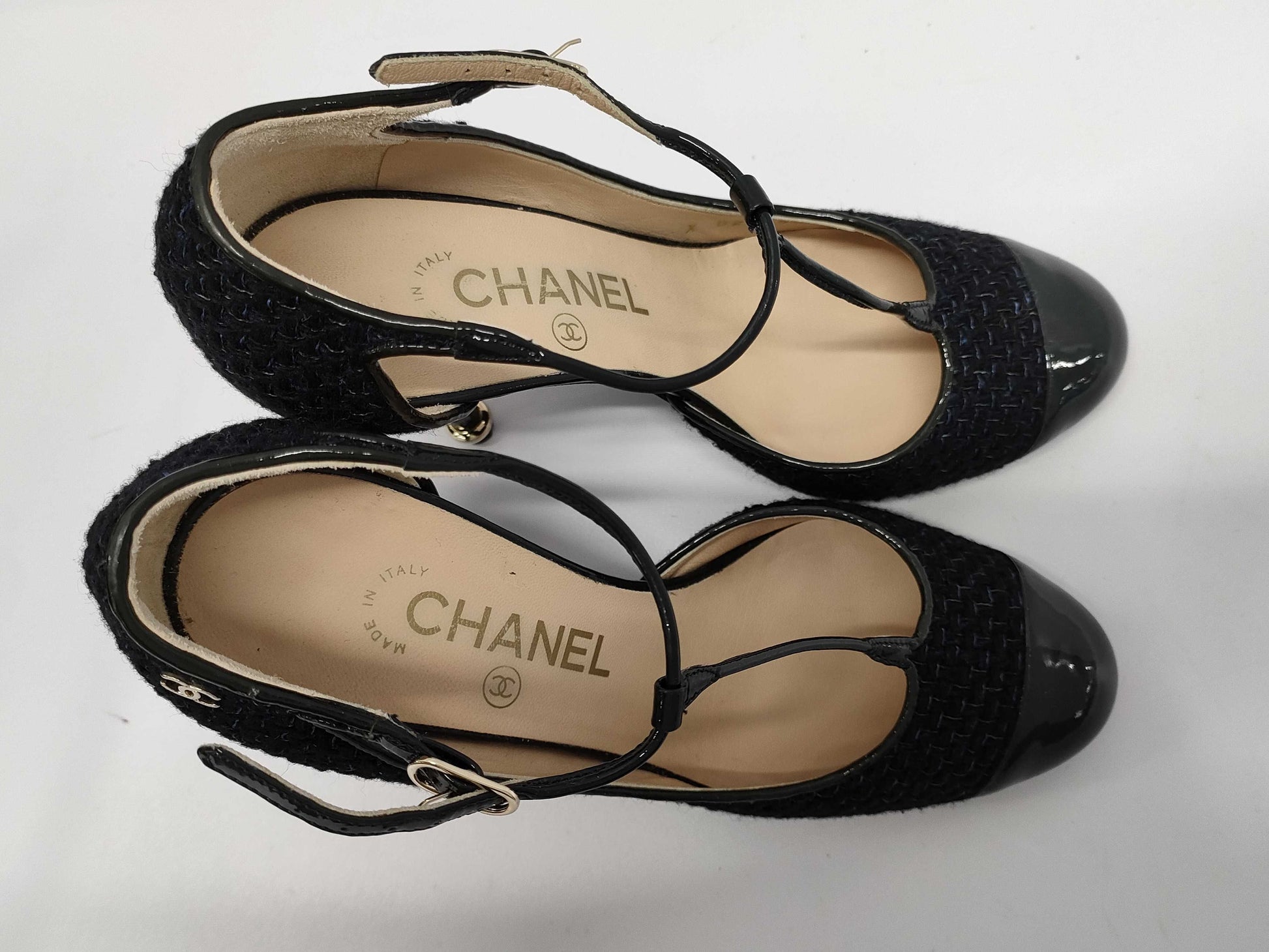 CHANEL Tweed Pumps with Coco Mark, Heel 36.5cm