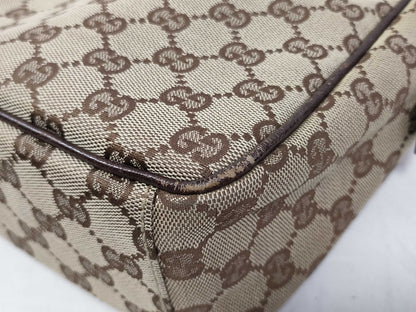GUCCI Gucci Shoulder Bag GG Canvas 122759 Brown Leather Shoulder Bag