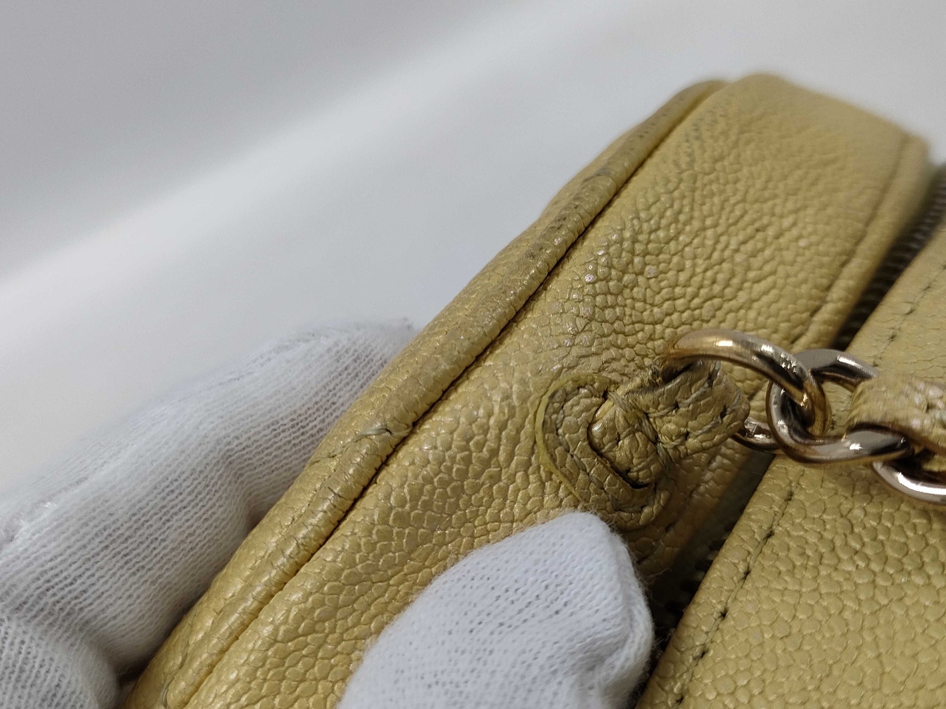 CHANEL Caviar Matelasse Round Chain Shoulder Bag with Seal Card