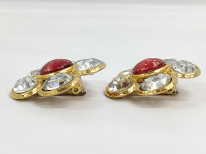 CHANEL Rhinestone and Color Stone Earrings with Comments