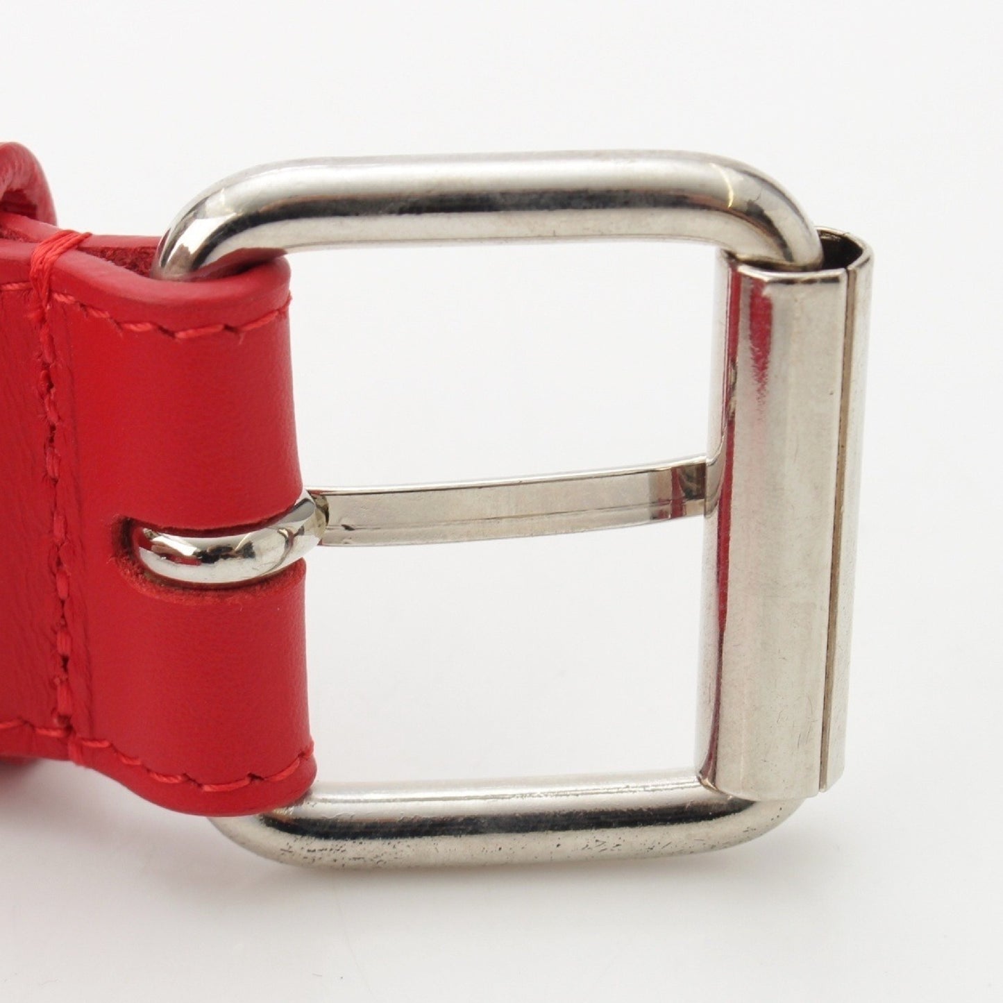 Supreme 18SS Leather Studded Logo Belt, Red, Size S/M