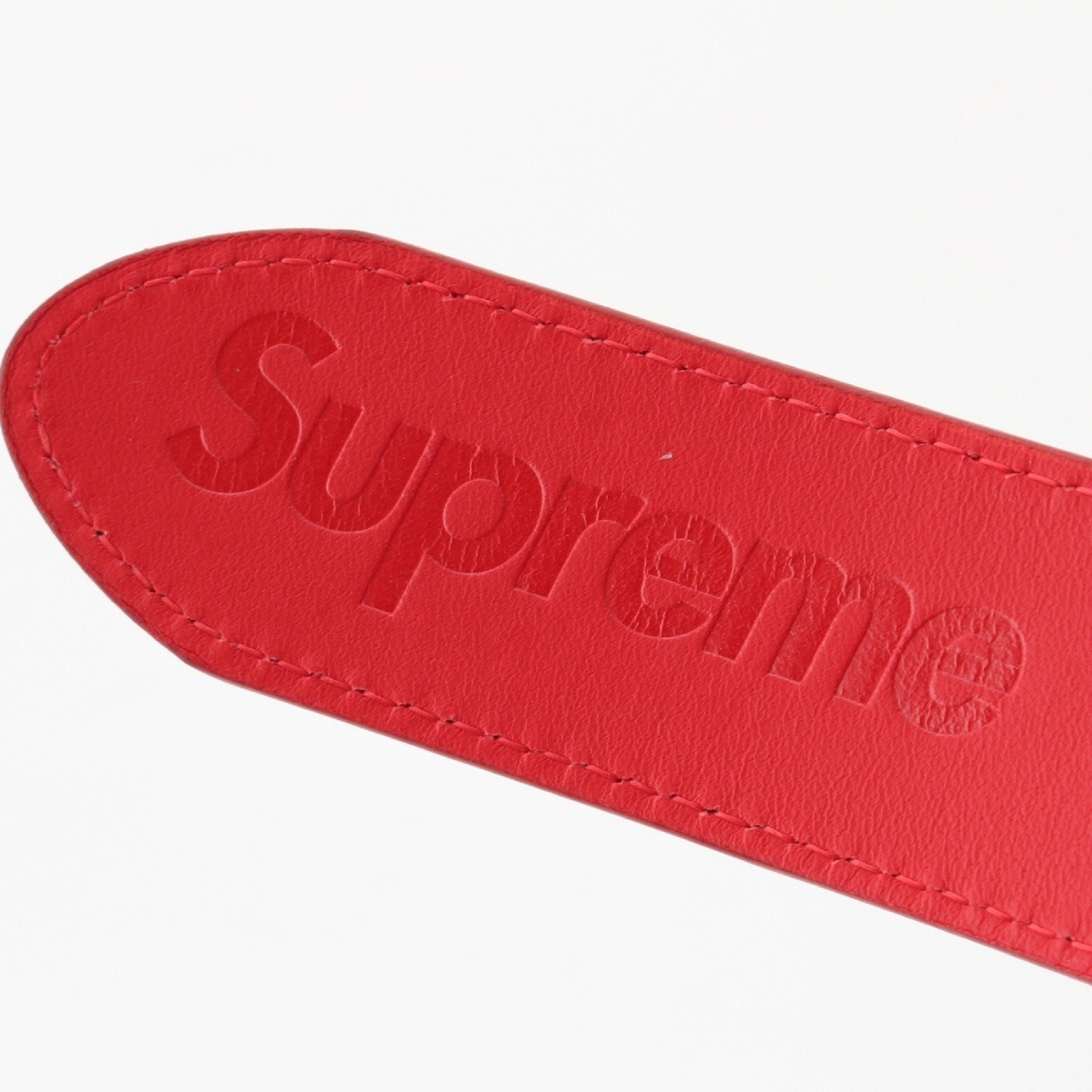 Supreme 18SS Leather Studded Logo Belt, Red, Size S/M