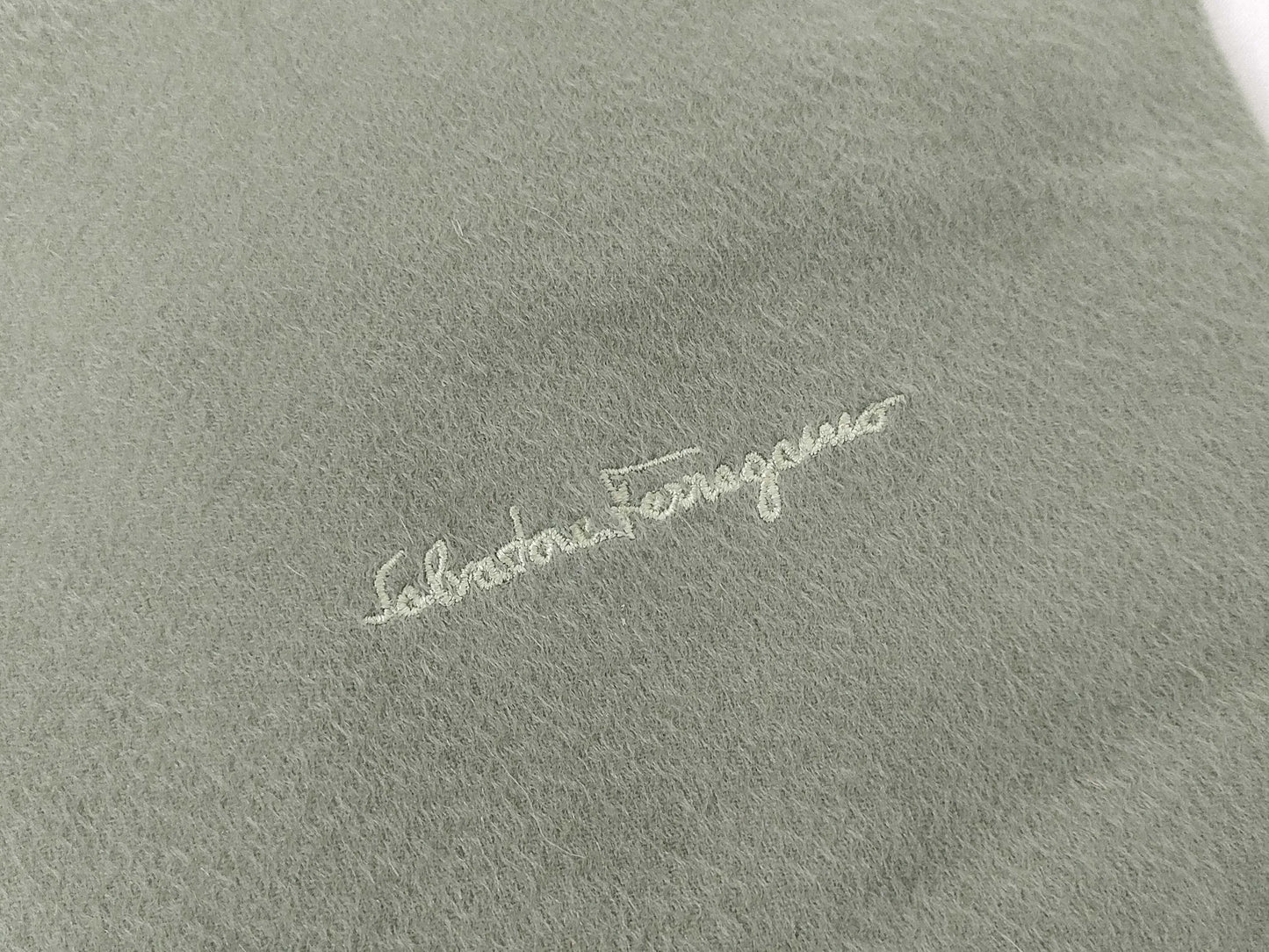Salvatore Ferragamo 100% Cashmere Scarf with Embroidered Logo