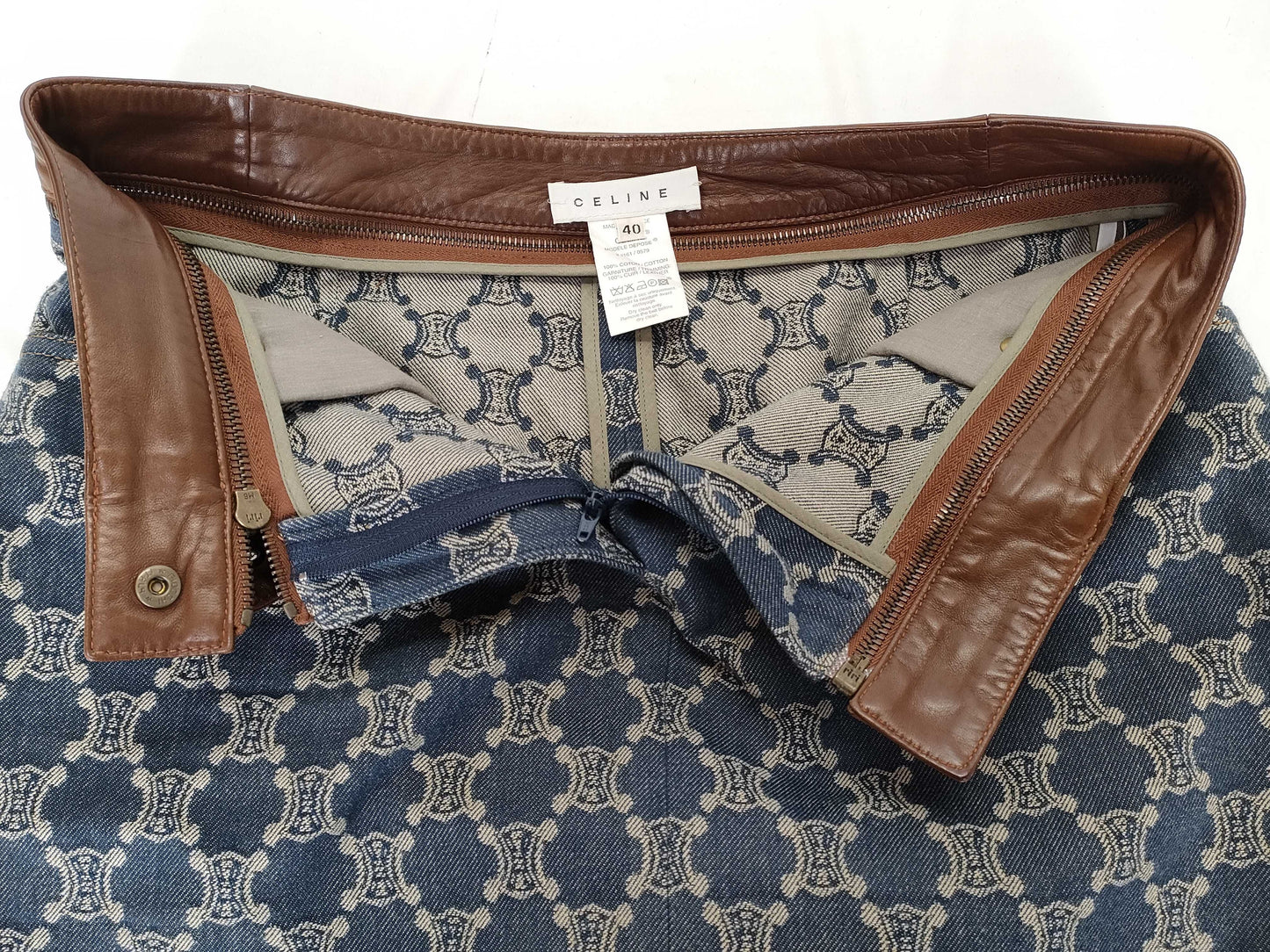 CELINE Paris Macadam Leather Piping Skirt