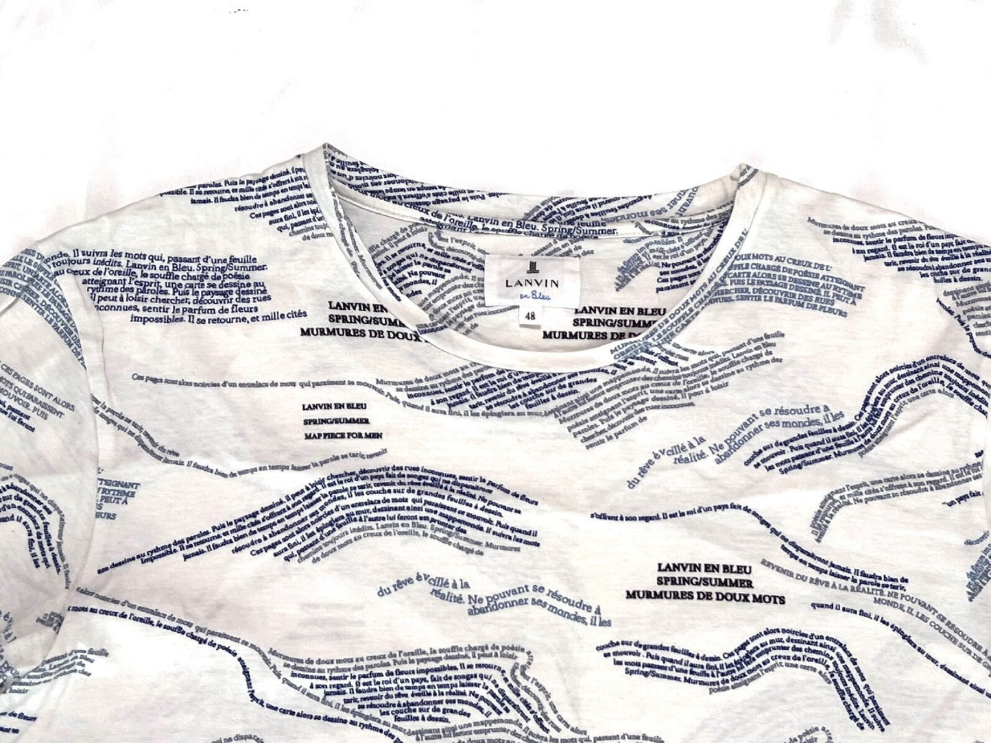 LANVIN en BLEU all-over print white size 38 T-shirt