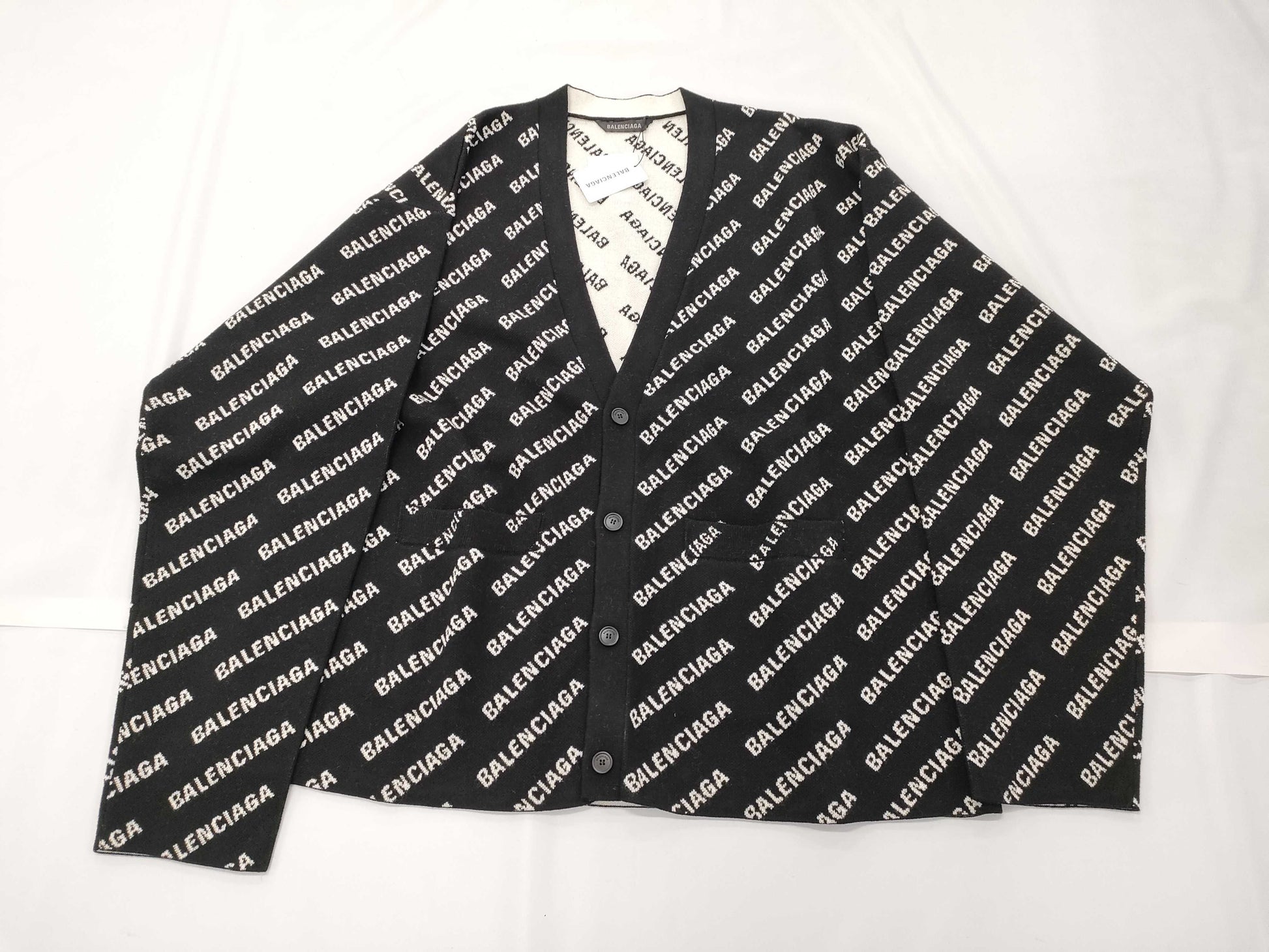 BALENCIAGA BALENCIAGA 719649 Logomaia All Over Cardigan Knit Cardigan Size 4 Unused with tags Cardigan