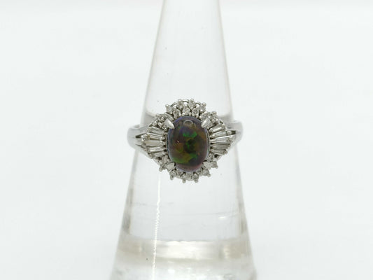 Colored Stone 1.15ct D0.29ct PT900 6.1g Ring 