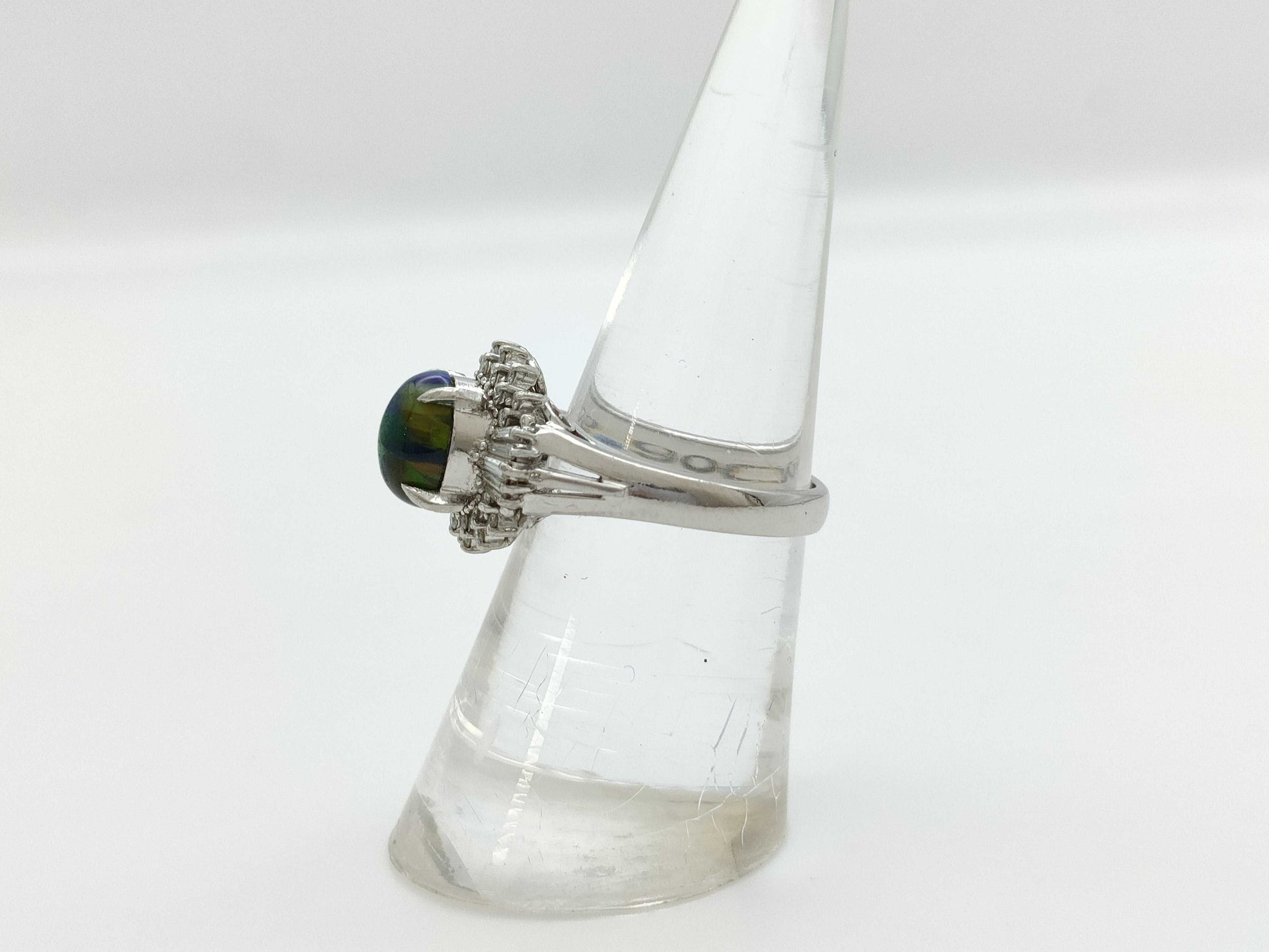 Colored Stone 1.15ct D0.29ct PT900 6.1g Ring 