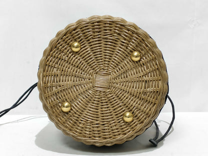 Dior Oblique Wicker Bucket Rattan/Canvas Shoulder Bag