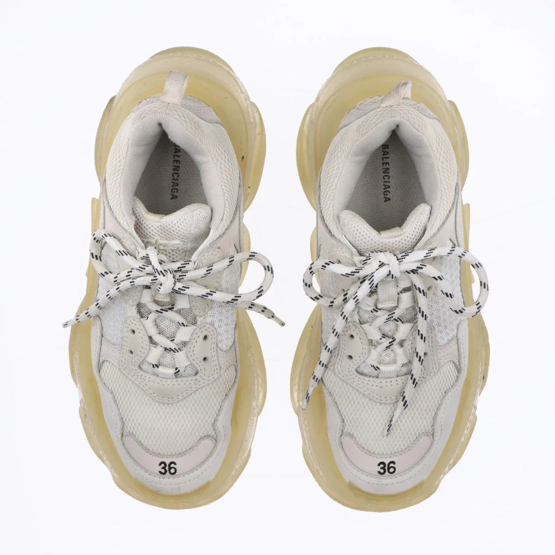 BALENCIAGA Triple S Leather Sneakers, Size 24cm