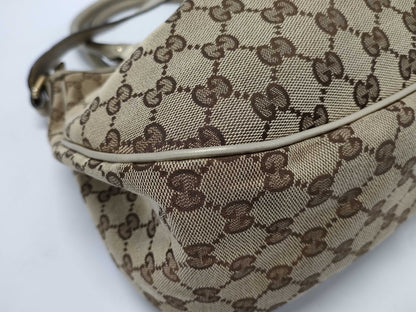 GUCCI Gucci Gold Leather Trim Monogram Tofu Handbag Handbag