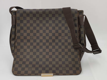 LOUIS VUITTON Damier Ebene Brown Flap Bag with Divider Shoulder Bag
