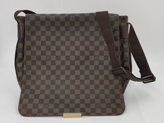 LOUIS VUITTON Damier Ebene Brown Flap Bag with Divider Shoulder Bag