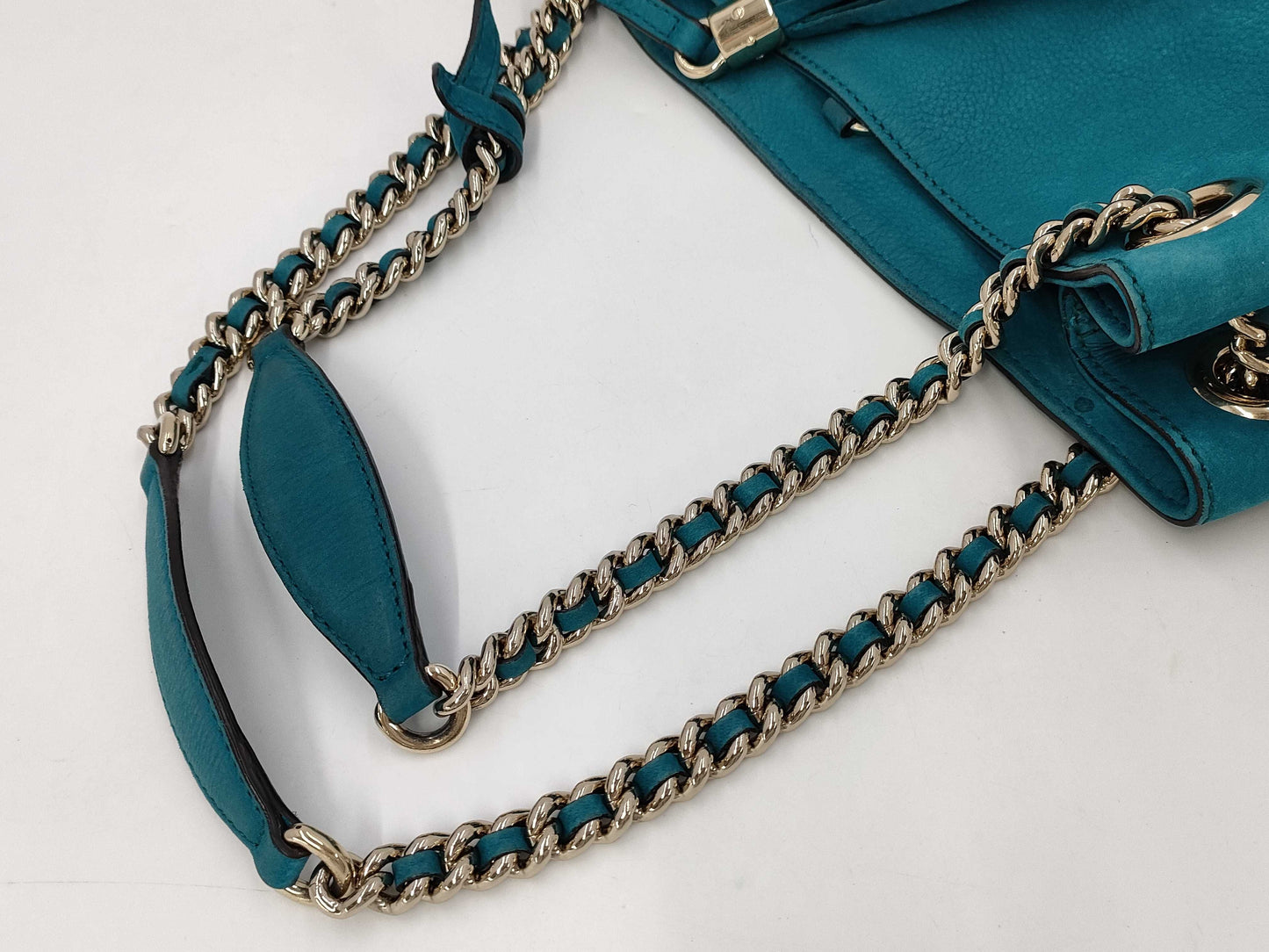 GUCCI Blue Rope-Texture Soho Tassel Tote Bag