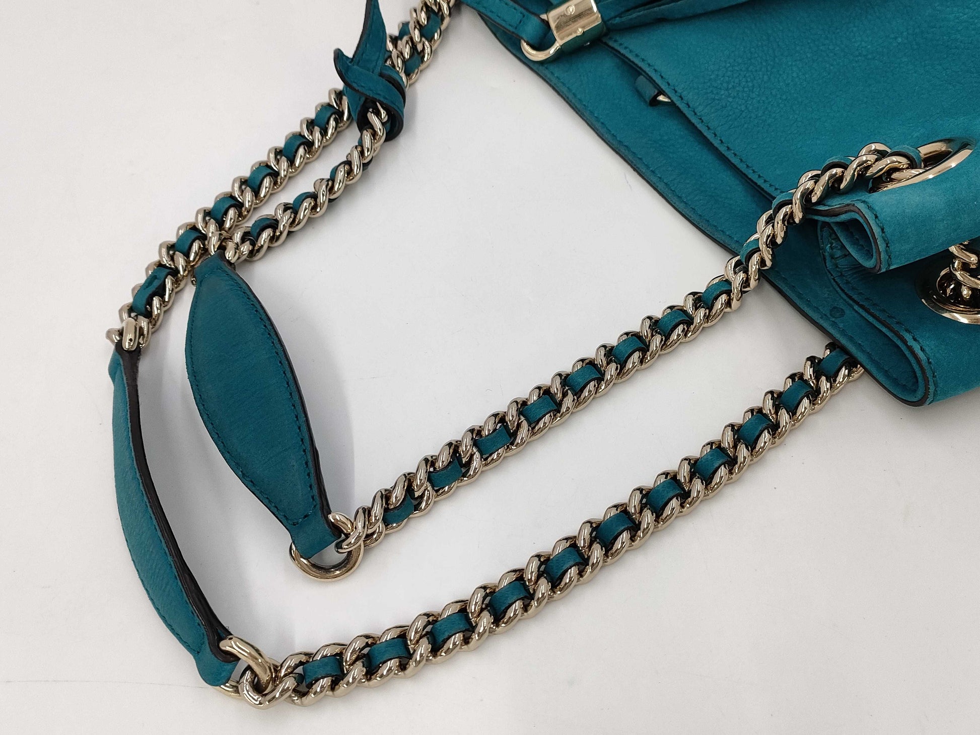 GUCCI Blue Rope-Texture Soho Tassel Tote Bag