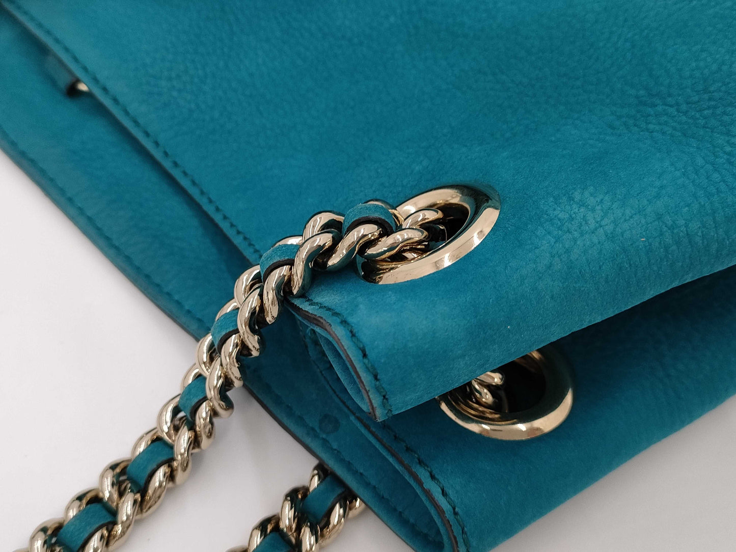 GUCCI Blue Rope-Texture Soho Tassel Tote Bag