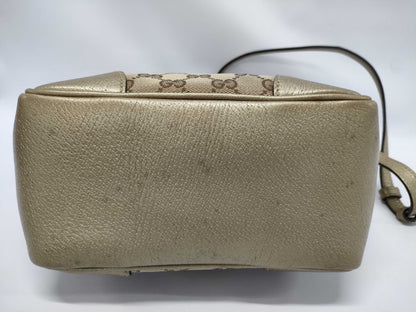 GUCCI Gold Trim Monogram Bucket Bag with Long Strap Handbag