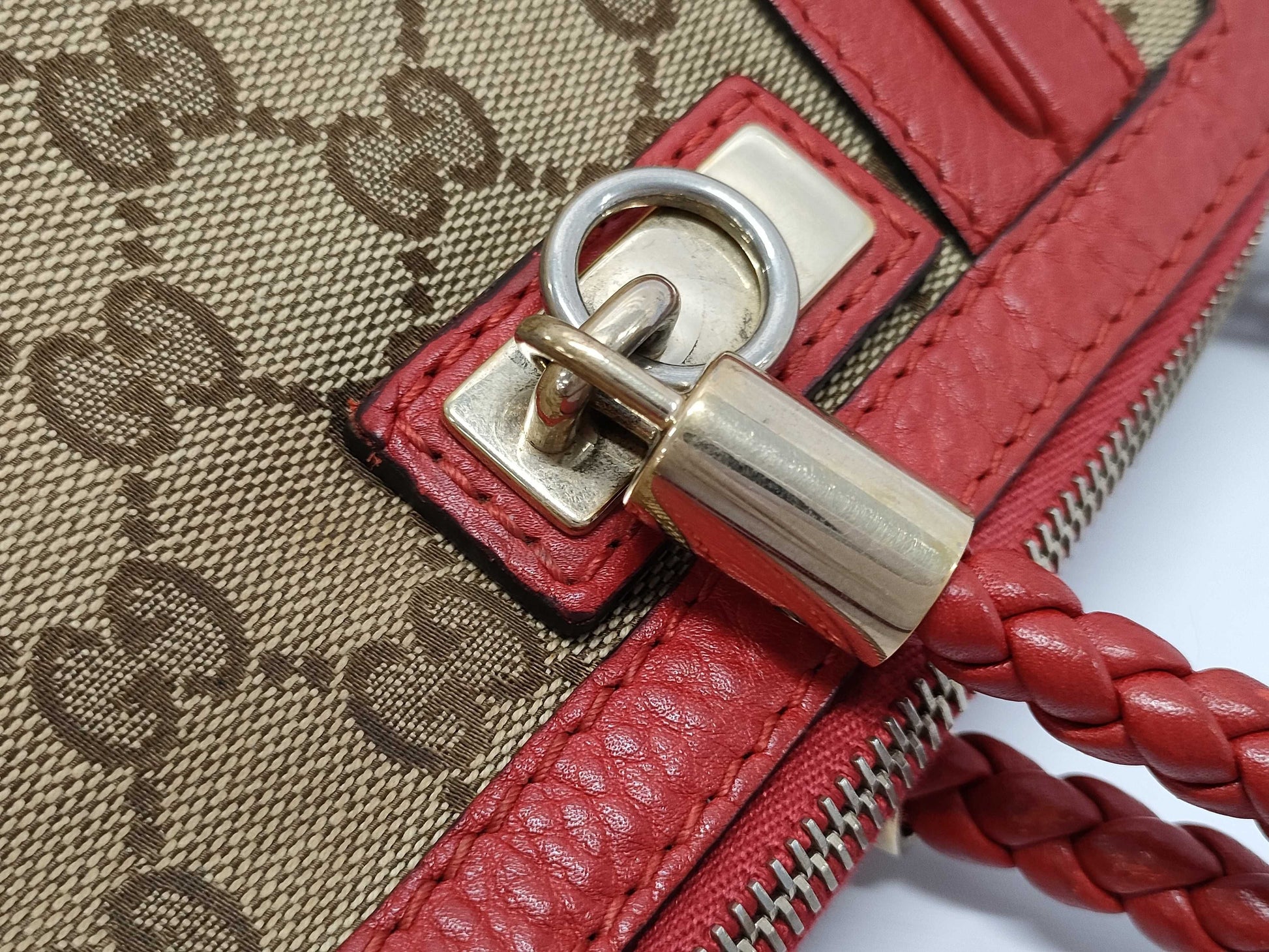GUCCI Gucci Red Leather Shoulder Bag Tote Bag