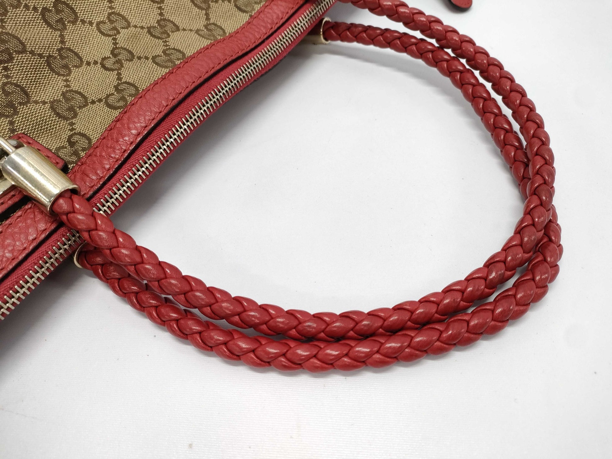 GUCCI Gucci Red Leather Shoulder Bag Tote Bag