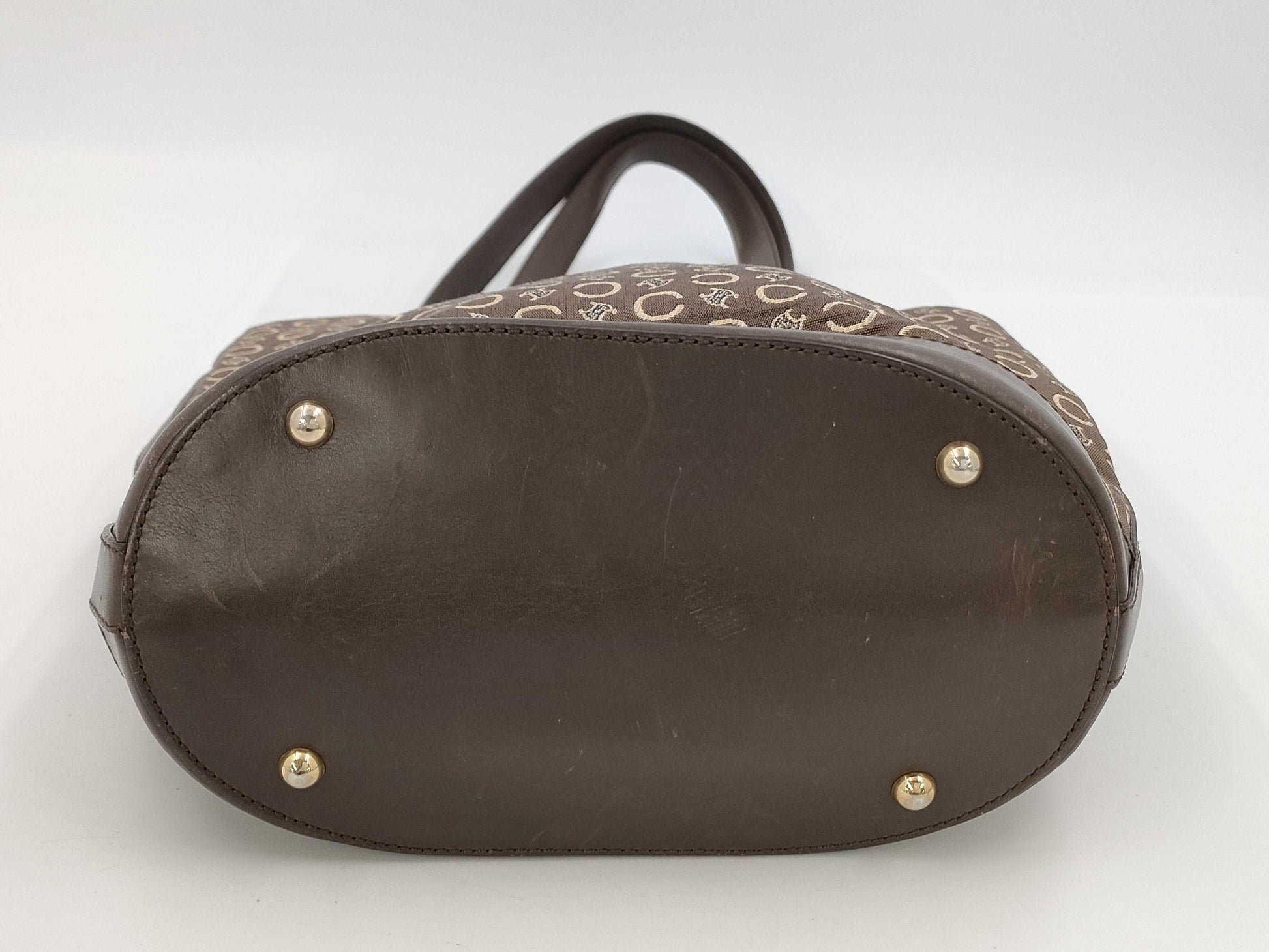 CELINE Vintage Monogram Canvas & Leather Bucket Bag Tote Bag