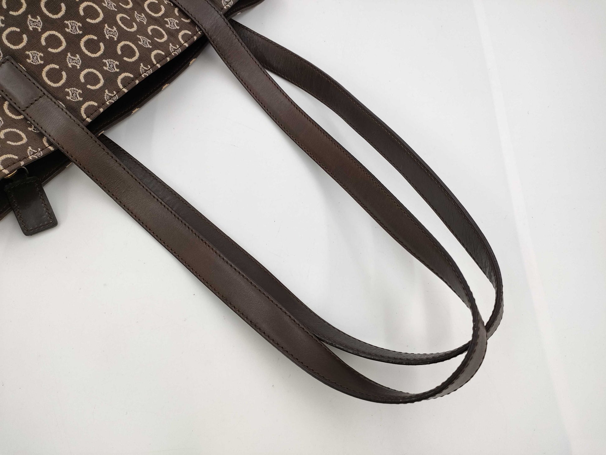 CELINE Vintage Monogram Canvas & Leather Bucket Bag Tote Bag