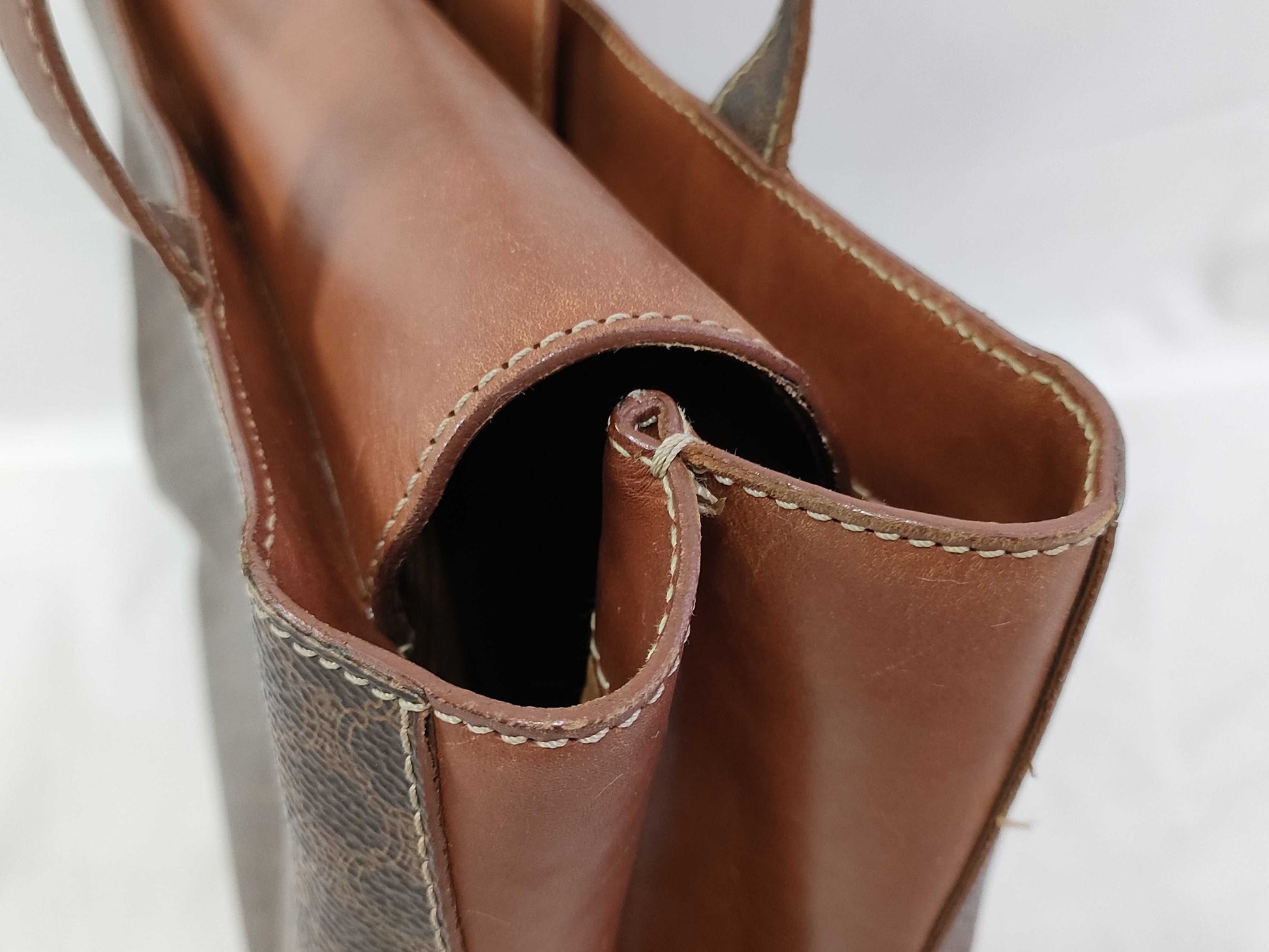 CELINE Macadam Tote Bag, Dark Brown, PVC/Leather