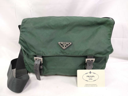 PRADA Nylon Prada Messenger Bag Nylon Green Shoulder Bag