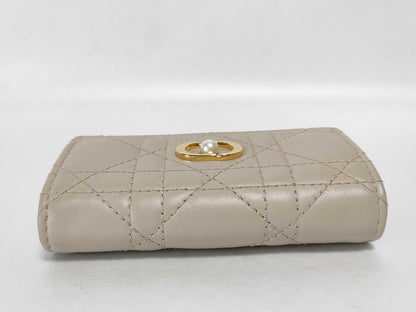 Dior Cannage Jolie Resin Pearl Lambskin Greasy Wallet, Beige. Includes: Box, Dust Bag, Wallet.