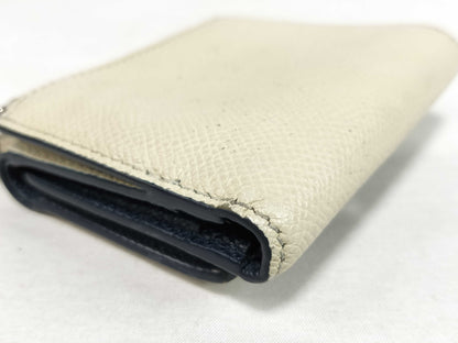 BVLGARI Bulgari Tri-fold Wallet, Beige Leather